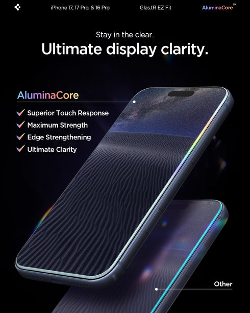 Spigen Película para iPhone 17 Pro / 17 – GLAS.tR EZ Fit (2 Unidades)